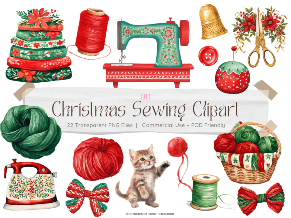 22 Christmas Sewing Supplies PNG Clipart: Illustrations Review