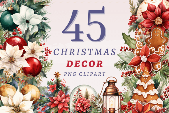 Christmas Decor PNG Bundle: Festive Illustrations