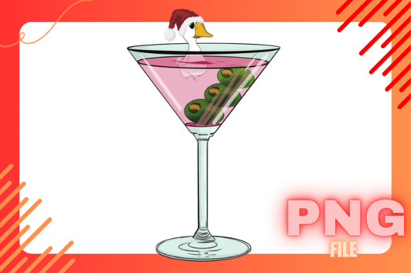 Christmas Duck in a Martini Illustrations