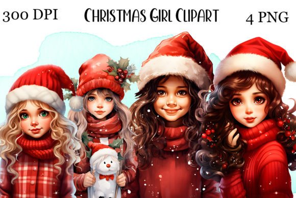 Christmas Girl Clipart: Yey Christmas Illustrations