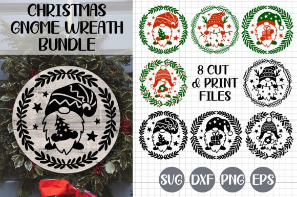 Christmas Gnome Wreath Vector Clipart for Illustrations