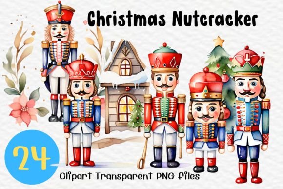 Christmas Nutcracker Watercolor Clipart & Illustrations