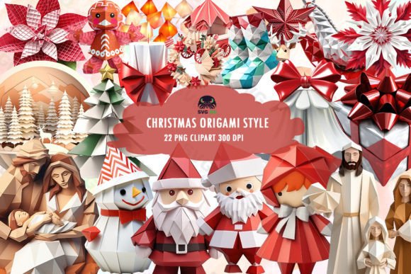 Christmas Origami Clipart: Branding & Illustrations