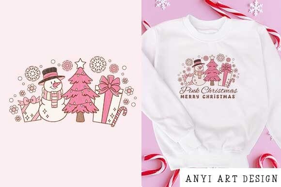 Christmas Pink PNG: Festive Illustrations for Branding