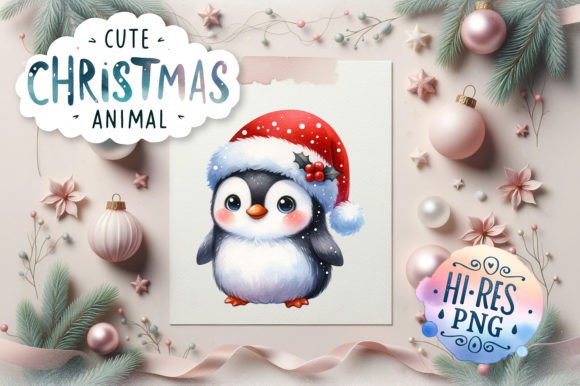 Cute Christmas Penguin Watercolor Illustrations Review