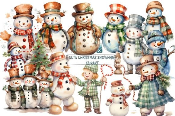 Cute Christmas Snowman Clipart: Crafting Illustrations