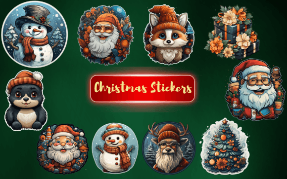 Cute Christmas Stickers: Festive Illustrations