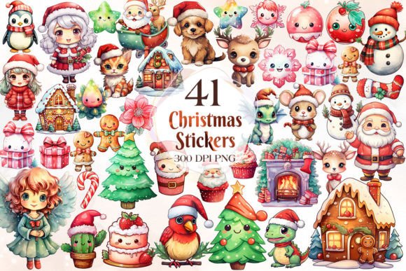 Cute Christmas Stickers: Festive Illustrations