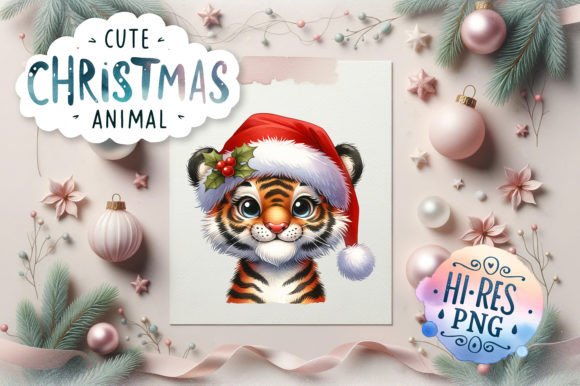 Cute Christmas Tiger Watercolor Illustrations Review