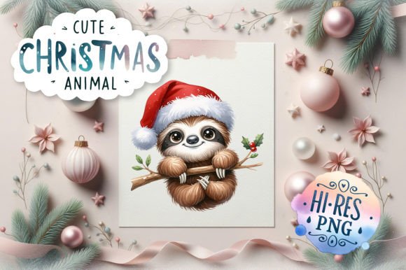 Cute Sloth Christmas Watercolor Illustrations Review