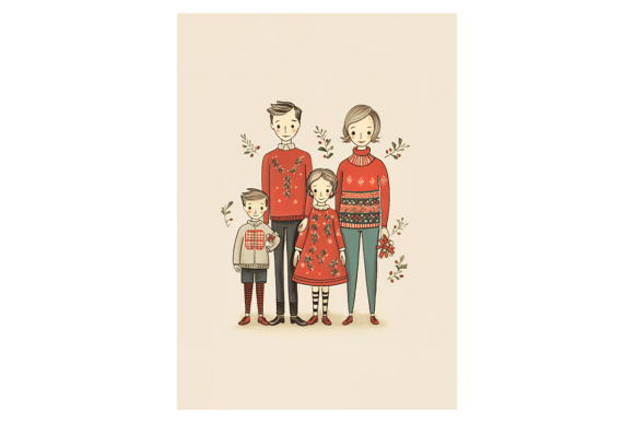 Festive Family Christmas Card Illustrations Review