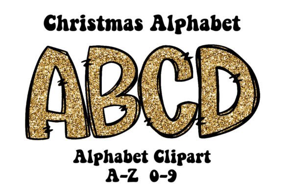 Gold Glitter Christmas Alphabet Doodle: Illustrations Review