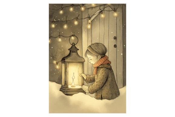 Lights Christmas Card: Festive Illustrations for Branding