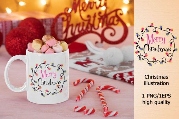 Merry Christmas Wreath Garland Illustrations Review