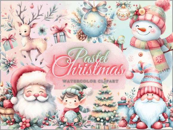Pastel Christmas Clipart: Soft Illustrations