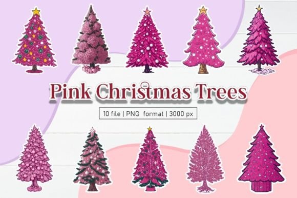 Pink Christmas Trees Stickers: Illustrations Review