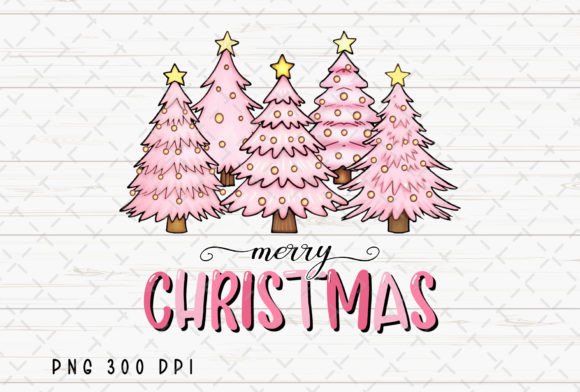Pink Merry Christmas Trees Xmas PNG: Illustrations Review