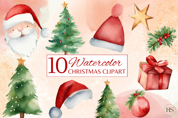 Review: 10 Christmas Watercolor Clipart Set for Stitchers