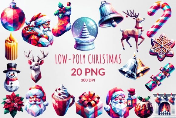 Review: Low-Poly Christmas Sublimation Clipart for Stitching