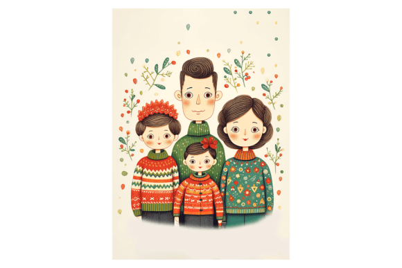 Reviewing Family Christmas Card for Holiday Stitching