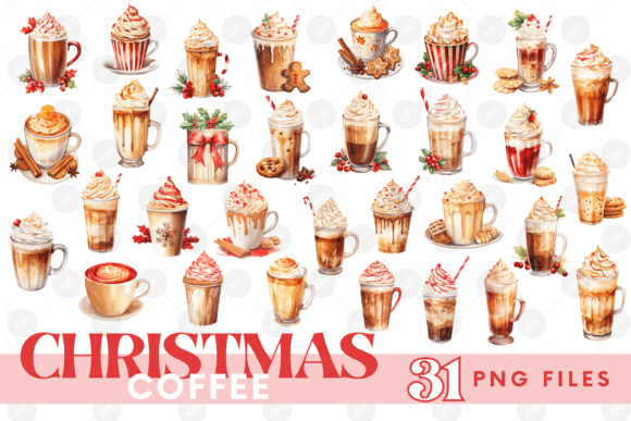 Watercolor Christmas Coffee Clipart PNG: Illustrations Review
