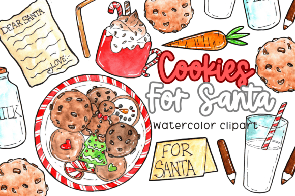 Watercolor Christmas Cookie Clipart & Illustrations