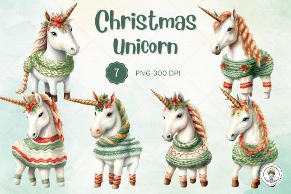 Watercolor Christmas Unicorn Clipart: Illustrations Review